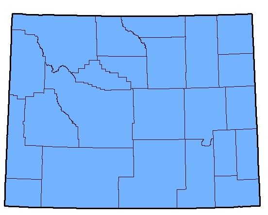 Map depicting the native range of the Western Tiger Salamander in Wyoming