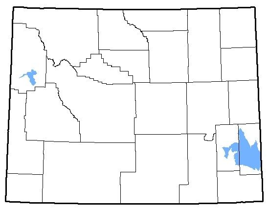 A map of Wyoming with different regions outlined. 