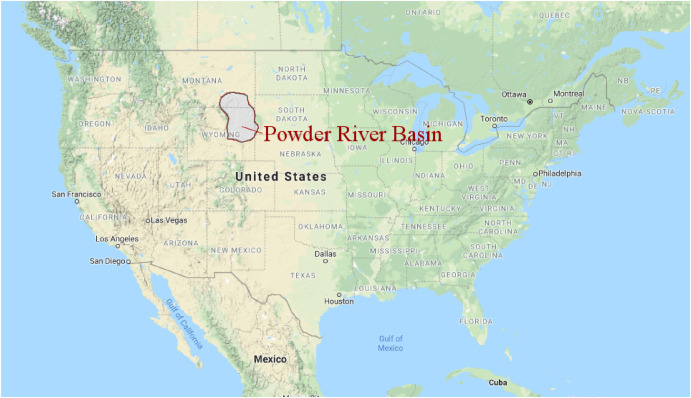 A map of the Powder River Basin Location on the North American Continent
